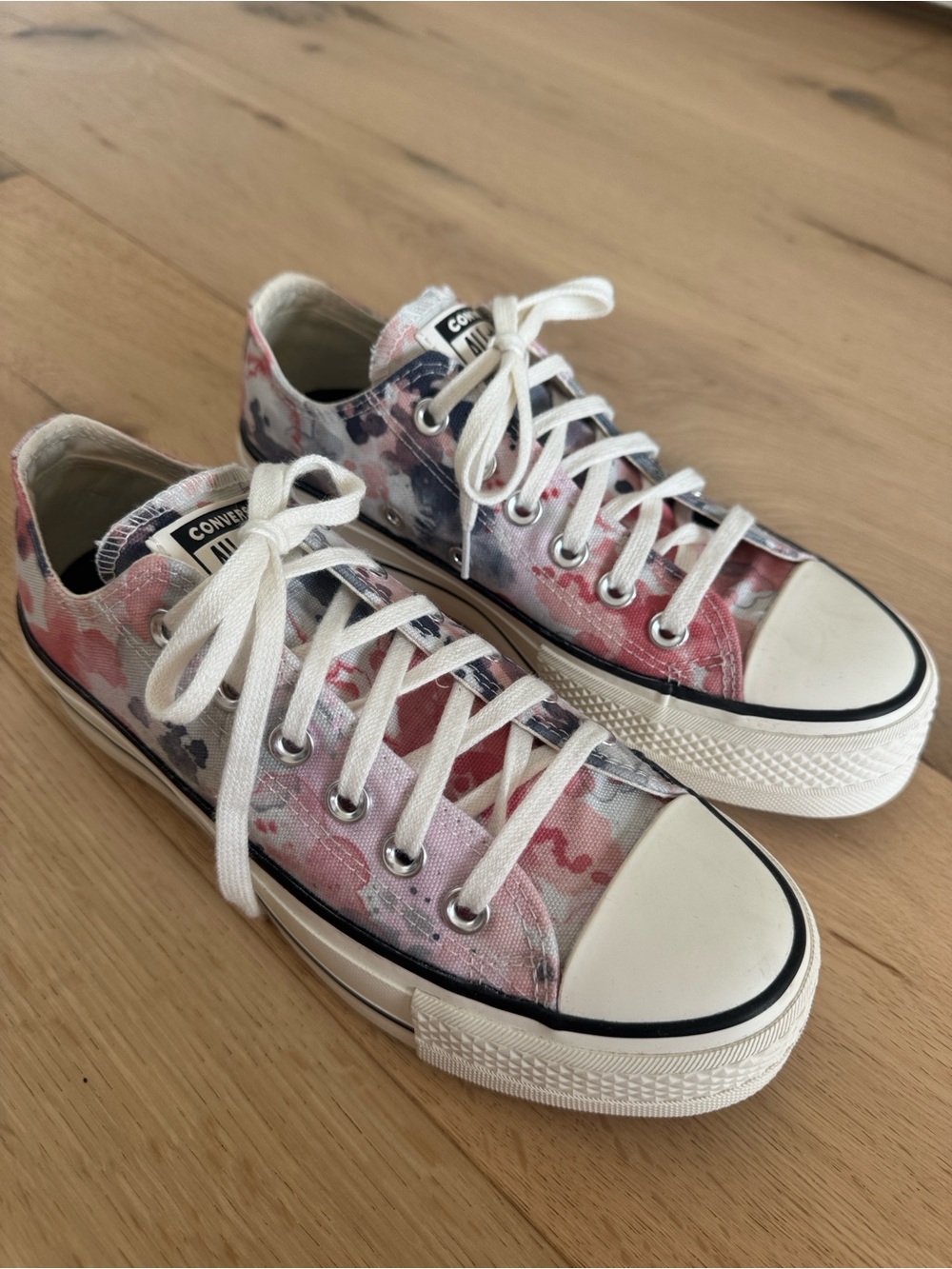 Converse Low Top Canvas Sneakers in Pink, Blue and White Floral Print